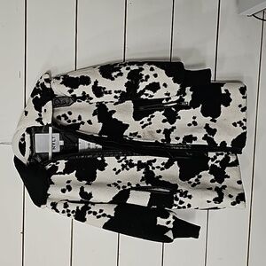 Women's long coat medium cow print coat